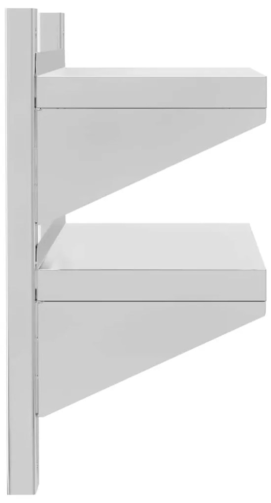Estante parede 2 prateleiras 50x23,5x48 cm aço inoxidável prata