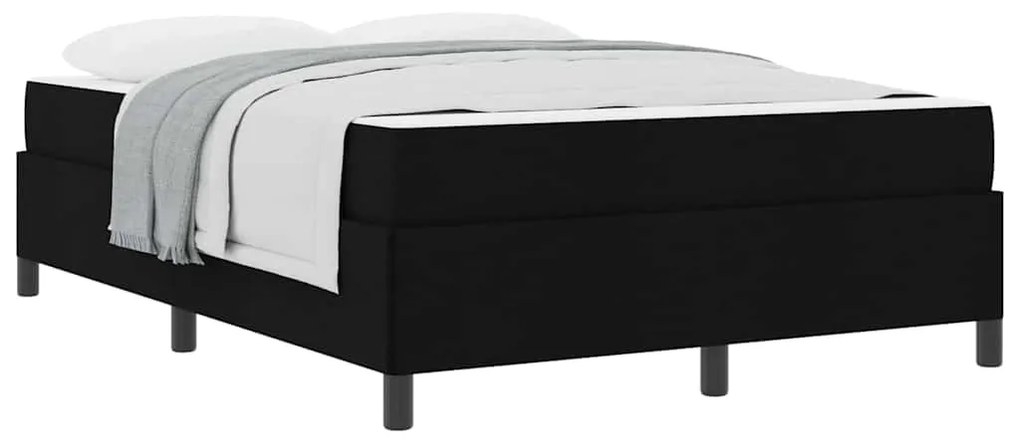 Cama Box Preto 140 x 200 cm Tecido, Madeira de Engenharia