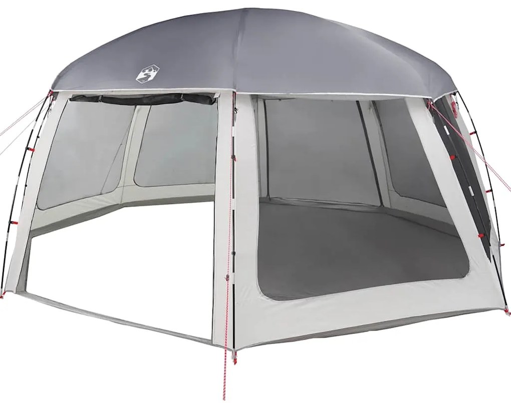 Tenda para piscina c/ mosca amovível e paredes de rede cinzento