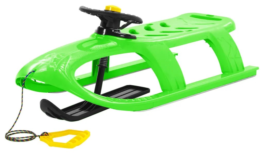 93726 vidaXL Trenó com volante 102,5x40x23 cm polipropileno verde