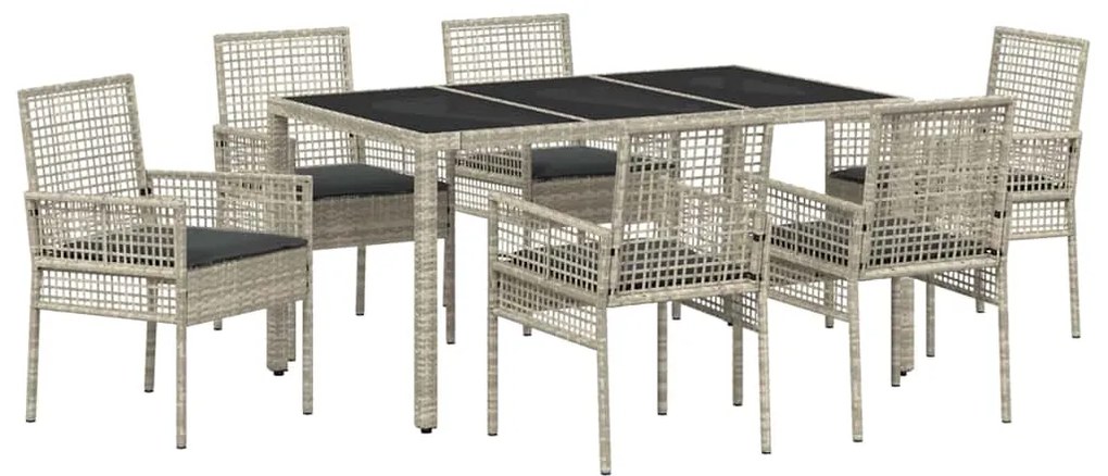 Conjunto de Jantar para Jardim 7 pcs Cinzento-claro