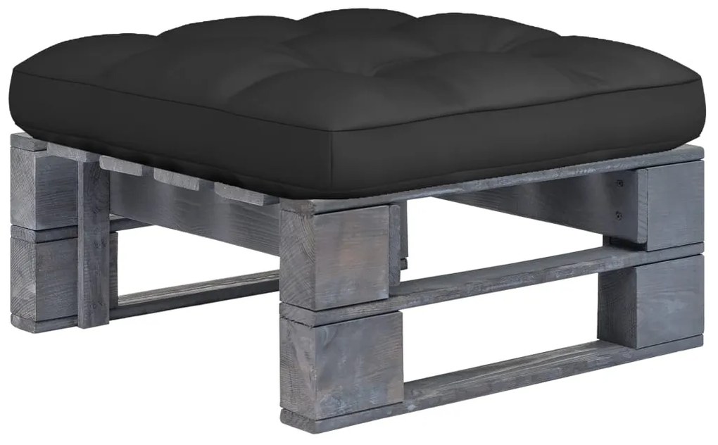 vidaXL Otomano de paletes para jardim pinho impregnado cinzento