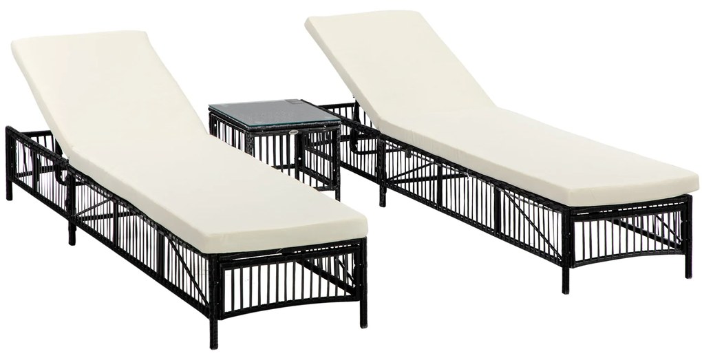 Conjunto de 2 Espreguiçadeiras de Jardim Espreguiçadeiras de Vime Sint