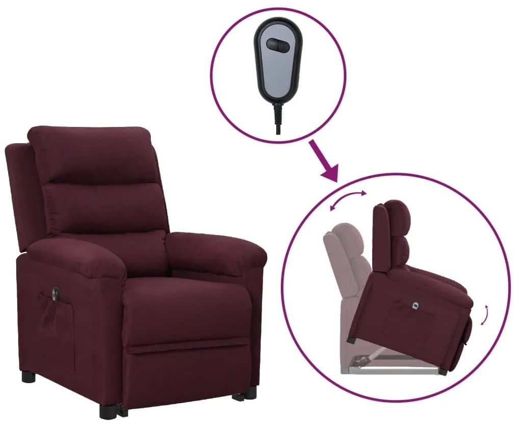 vidaXL Poltrona elevatória tecido roxo