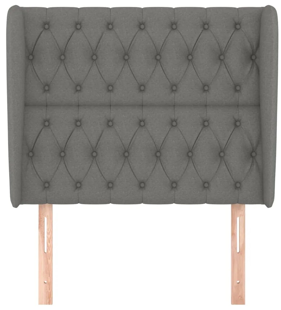 Cabeceira cama c/ abas tecido 103x23x118/128 cm cinzento-escuro