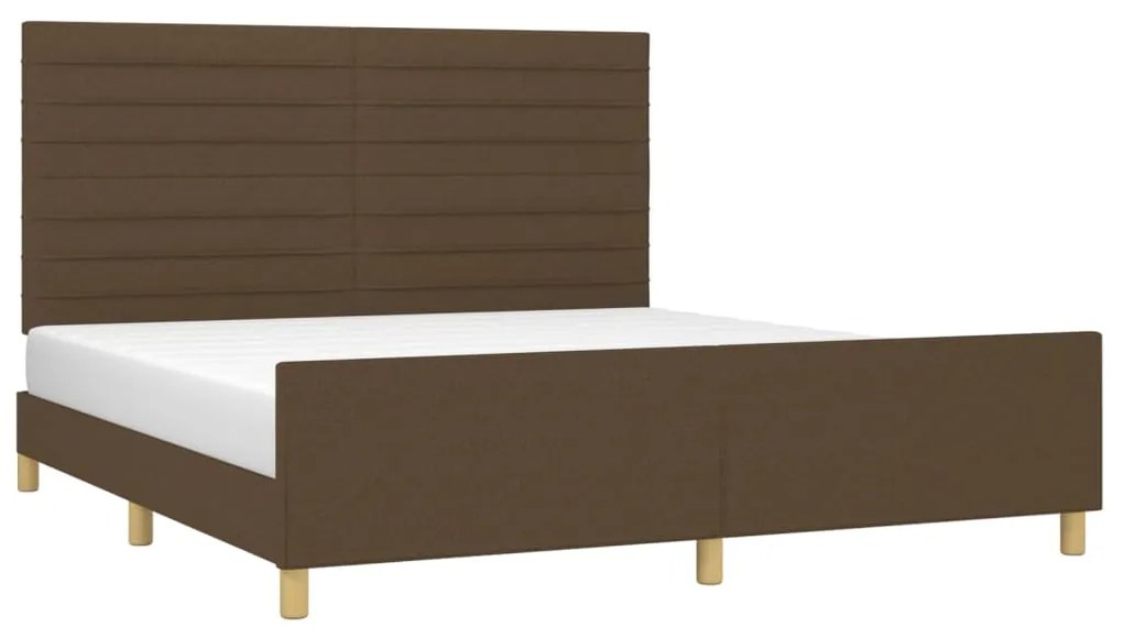 Estrutura de cama 160x200 cm tecido castanho-escuro