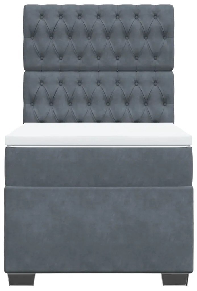 Cama com molas/colchão 80x200 cm veludo cinza-escuro