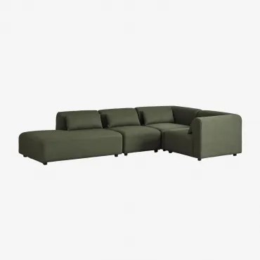 Sofá Modular De Canto Em L De 4 Peças Com Chaise Longue À Esquerda Fogler Tecido Pele De Borrego Verde Sálvia - Sklum