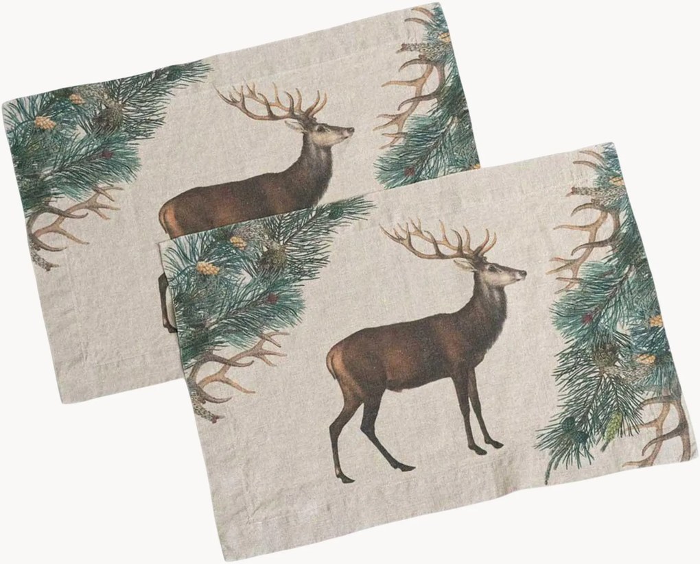 Individuais de mesa em linho Wild Deer, conjunto de 2
