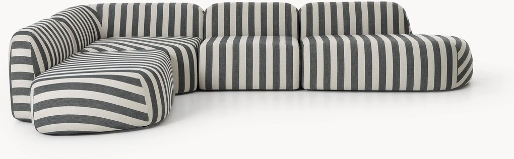 Sofá de canto modular XL às riscas Wolke
