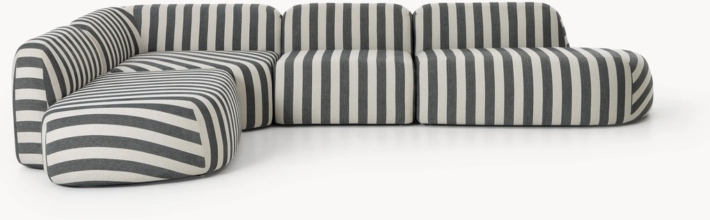 Sofá de canto modular XL com chaise longue às riscas Wolke