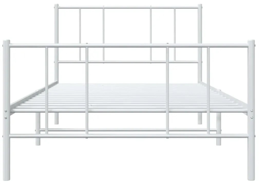 Estrutura de cama com cabeceira e pés 100x190 cm metal branco