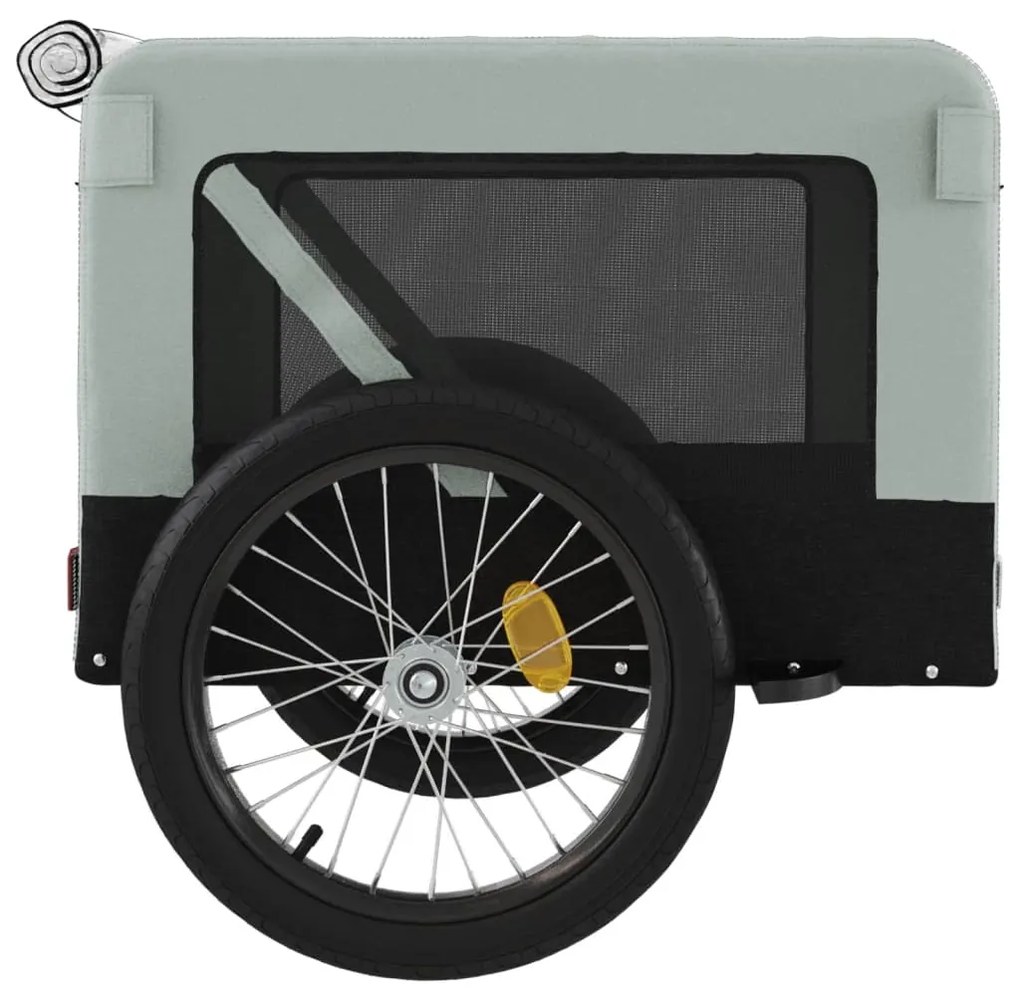 Reboque de bicicleta p/ animais tecido oxford/ferro cinza/preto