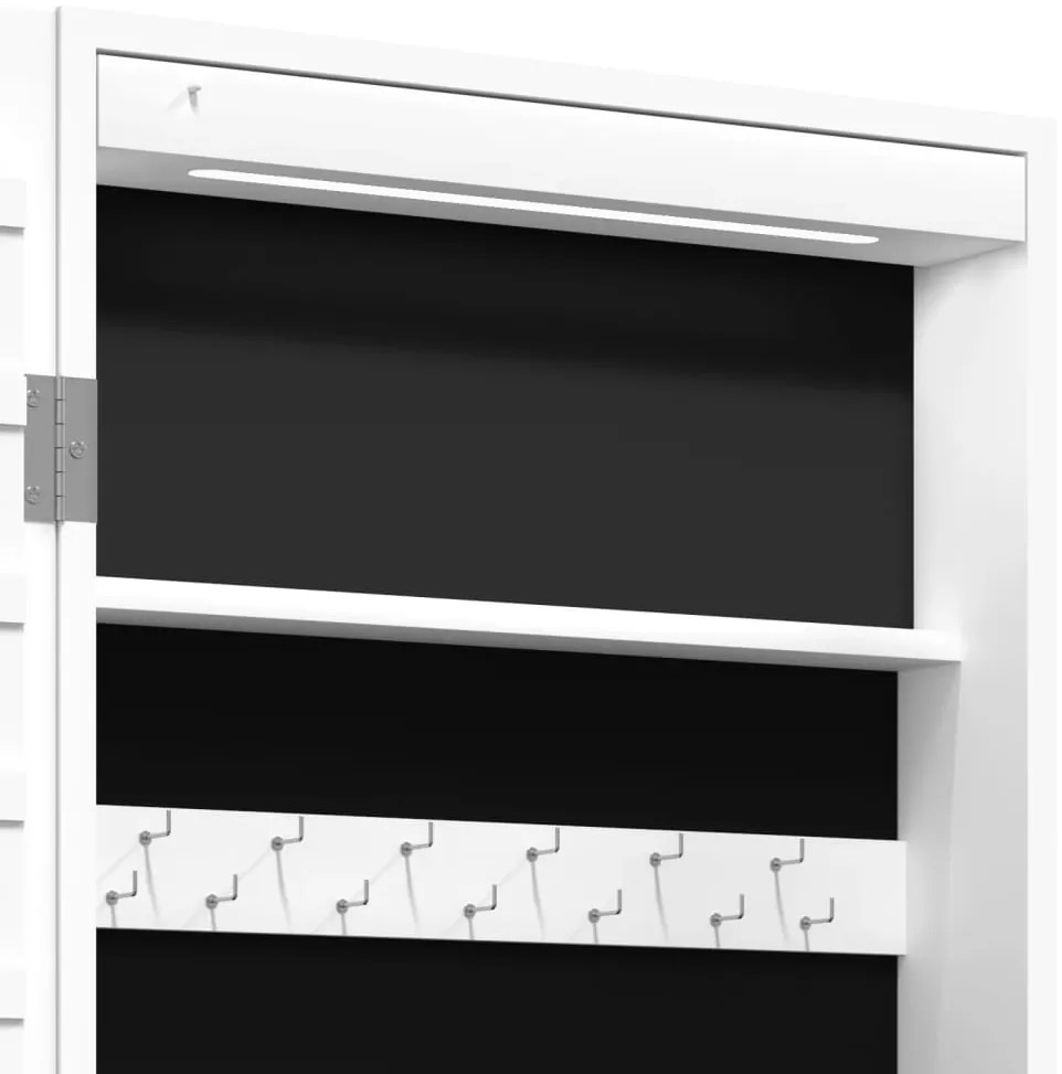 Móvel para joias de parede espelhado com luzes LED branco