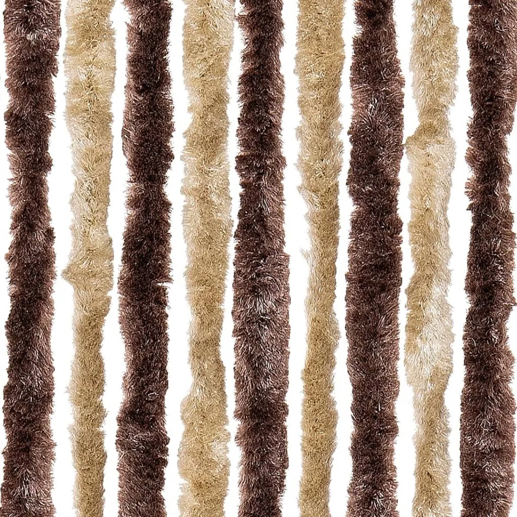 Cortina anti-insetos 90x220 cm chenille bege e castanho claro