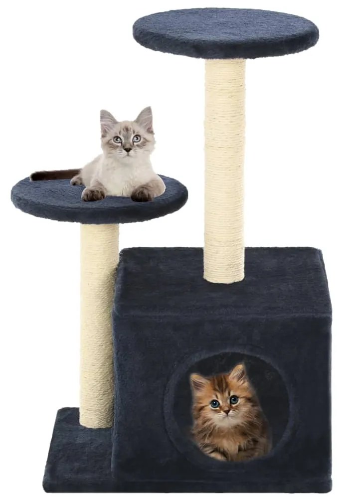 vidaXL Árvore p/ gatos c/ postes arranhadores sisal 60 cm azul escuro