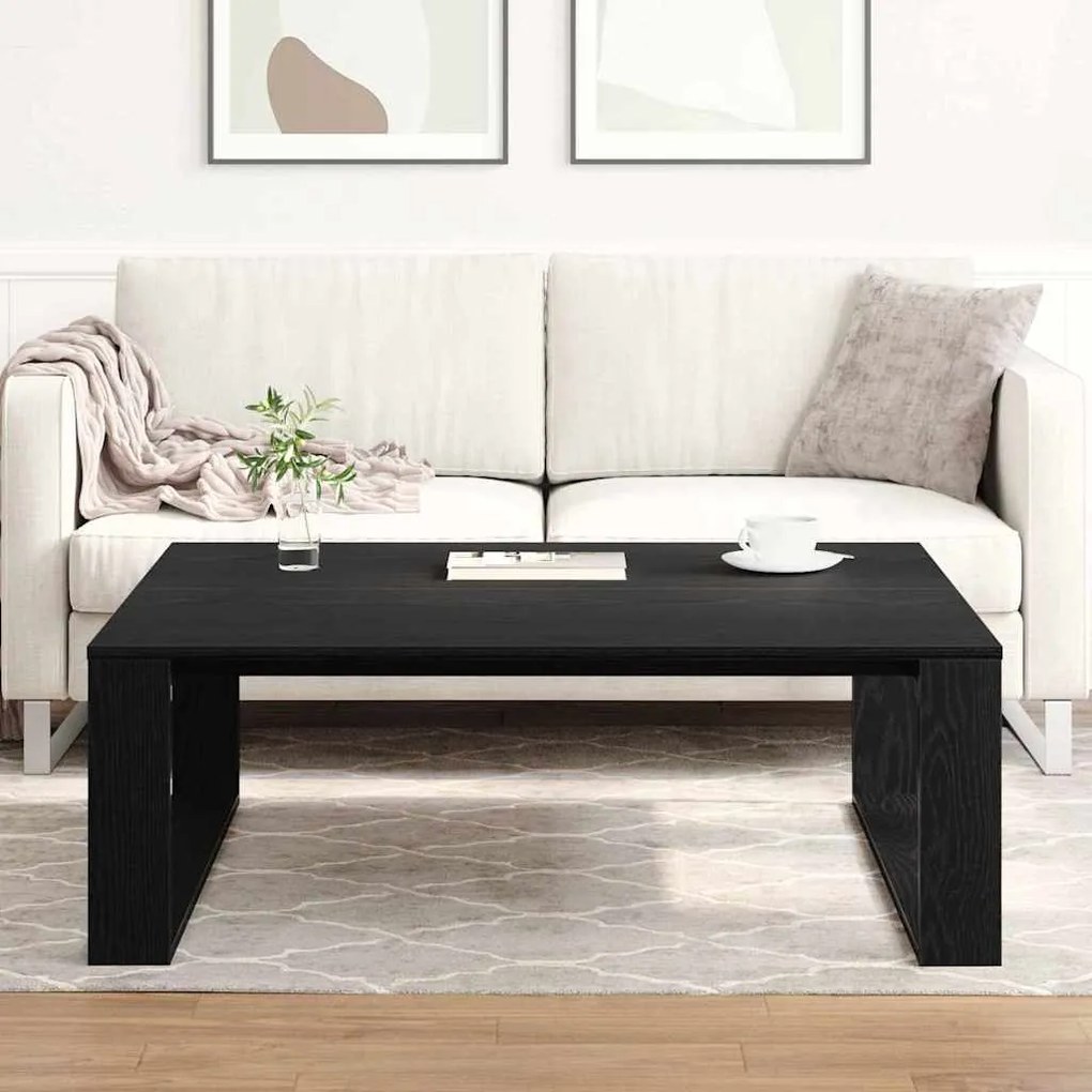 Mesa de Centro vidaXL Preta Carvalho 100x100x35 cm Madeira engenheirad
