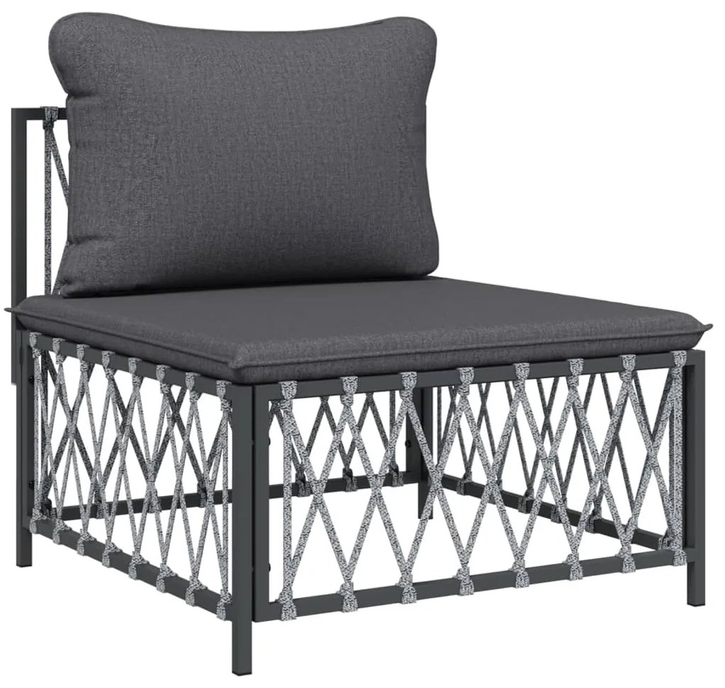 8 pcs conjunto lounge de jardim com almofadões aço antracite