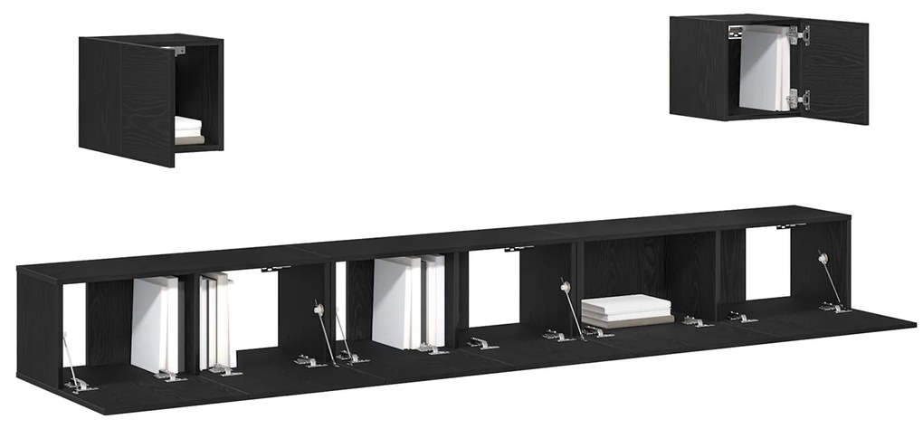 Conjunto de 7 Peças de Armários para TV vidaXL Carvalho Preto Madeira