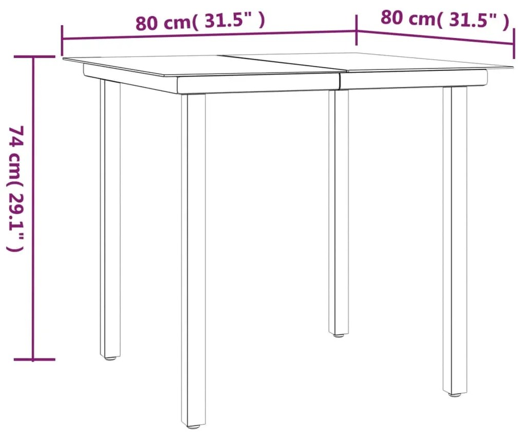 3 pcs conjunto de jantar para jardim aço e textilene preto