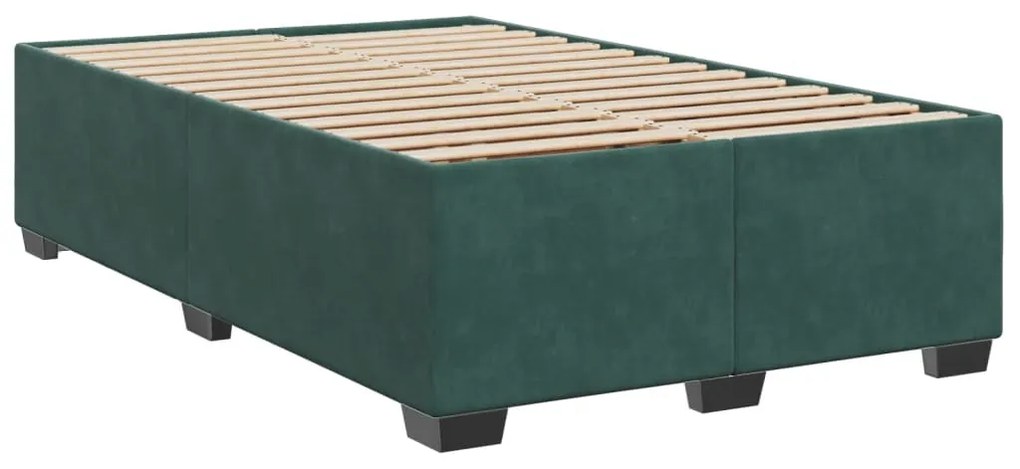 Cama boxspring com colchão 120x200 cm veludo verde-escuro