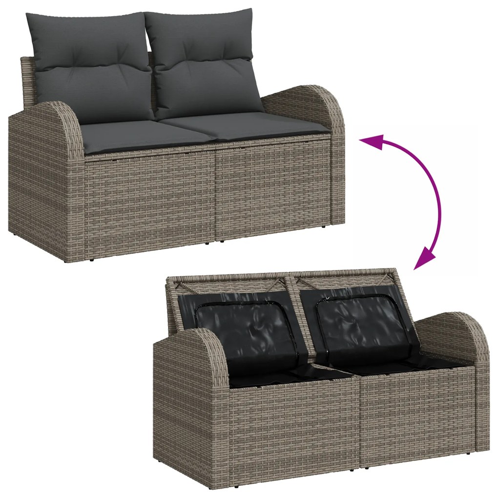 Conjunto de Sofá de Jardim vidaXL de 5 peças com Almofadas Cinza Polir