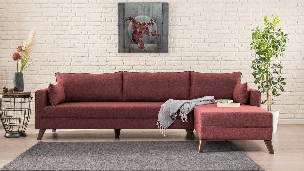 Sofá de Canto Bella – Vermelho Claret – 275 cm