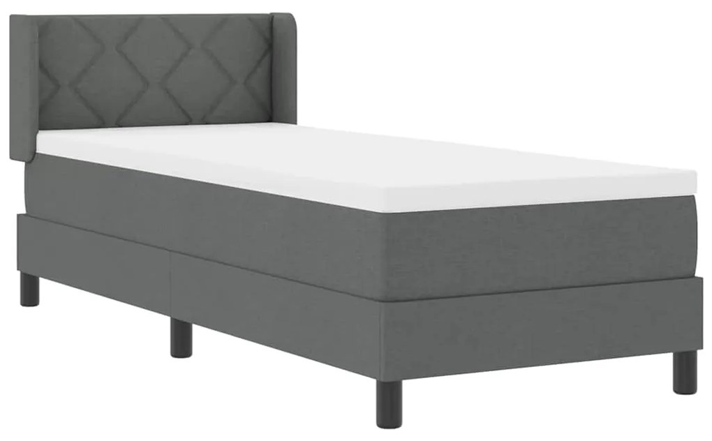 Cama Box com Colchão – Cinza Escuro, 80 x 200 cm Tecido
