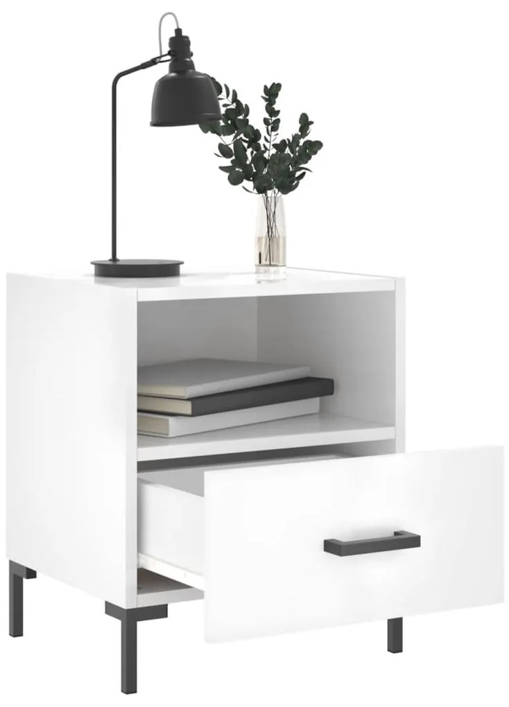 Mesa de cabeceira derivados de madeira branco brilhante