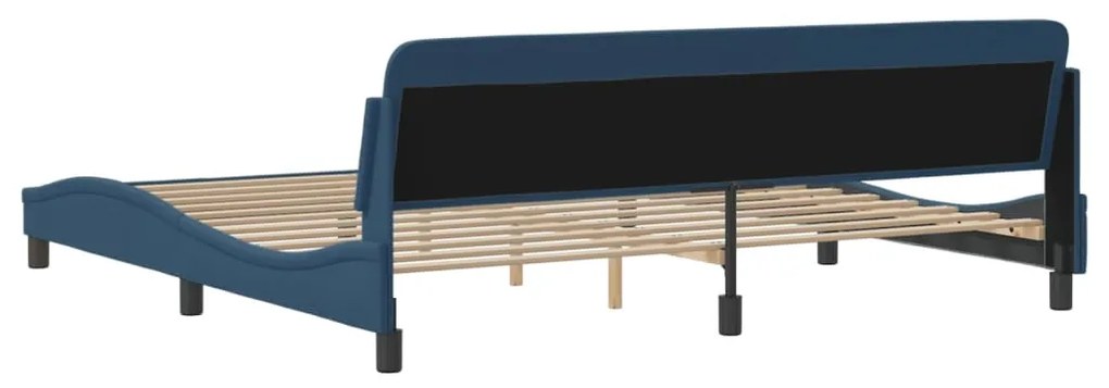 Estrutura de cama sem colchão 200x200 cm tecido azul