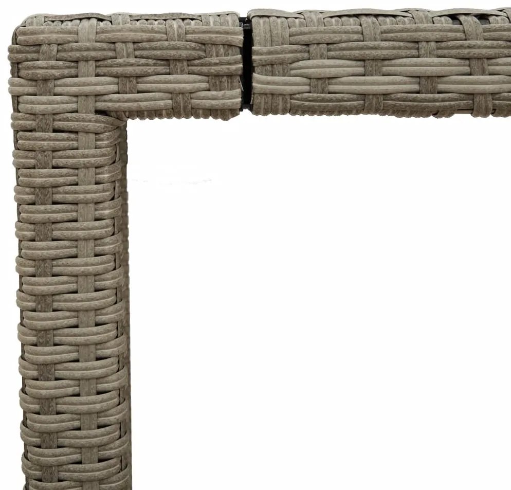 Mesa de jardim c/ tampo vidro 190x90x75 cm vime PE cinza-claro