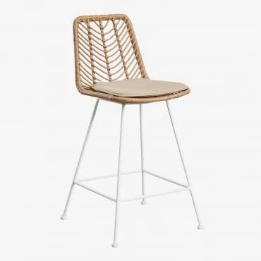 Pacote De 4 Bancos Altos De Jardim Em Rattan Sintético Gouda Natural Natural & Branco & ↑65 Cm & Castanho Areia - Sklum