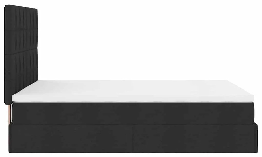 Estrutura de cama otomana com colchão 140x190 cm tecido preto