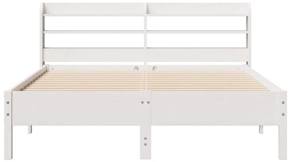 Cama sem colchão 135x190 cm madeira de pinho maciça branco