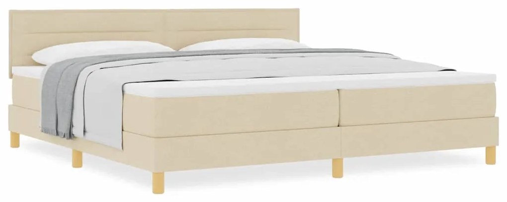 Cama Box Spring com Colchão Creme 200x200 cm Tecido