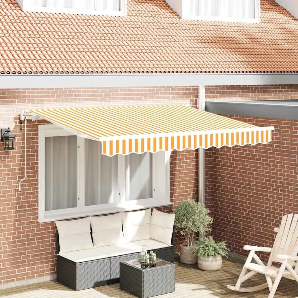vidaXL Toldo Retrátil Amarelo e Branco 3 x 2 m