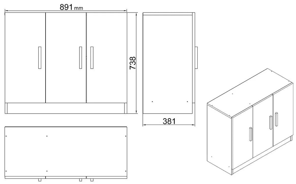 Conjunto de Mobiliário de Escritório VO16 – Branco – Espessura 18 mm