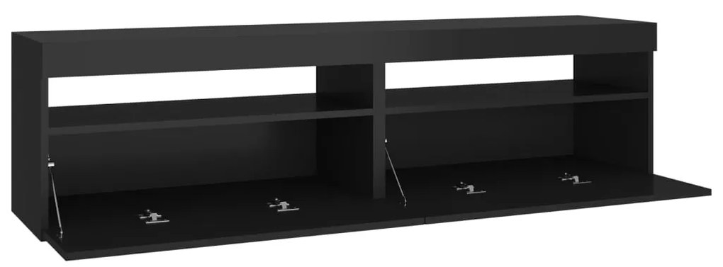 Móvel de TV com luzes LED 2 pcs 75x35x40 cm preto