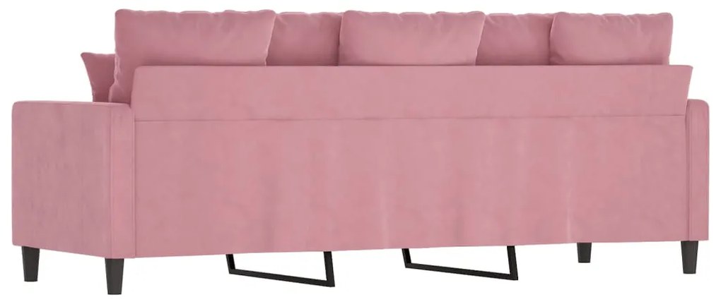 Sofá de 3 lugares 180 cm veludo rosa