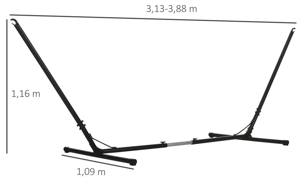 Outsunny Suporte para rede de jardim ajustável no comprimento 313-388x