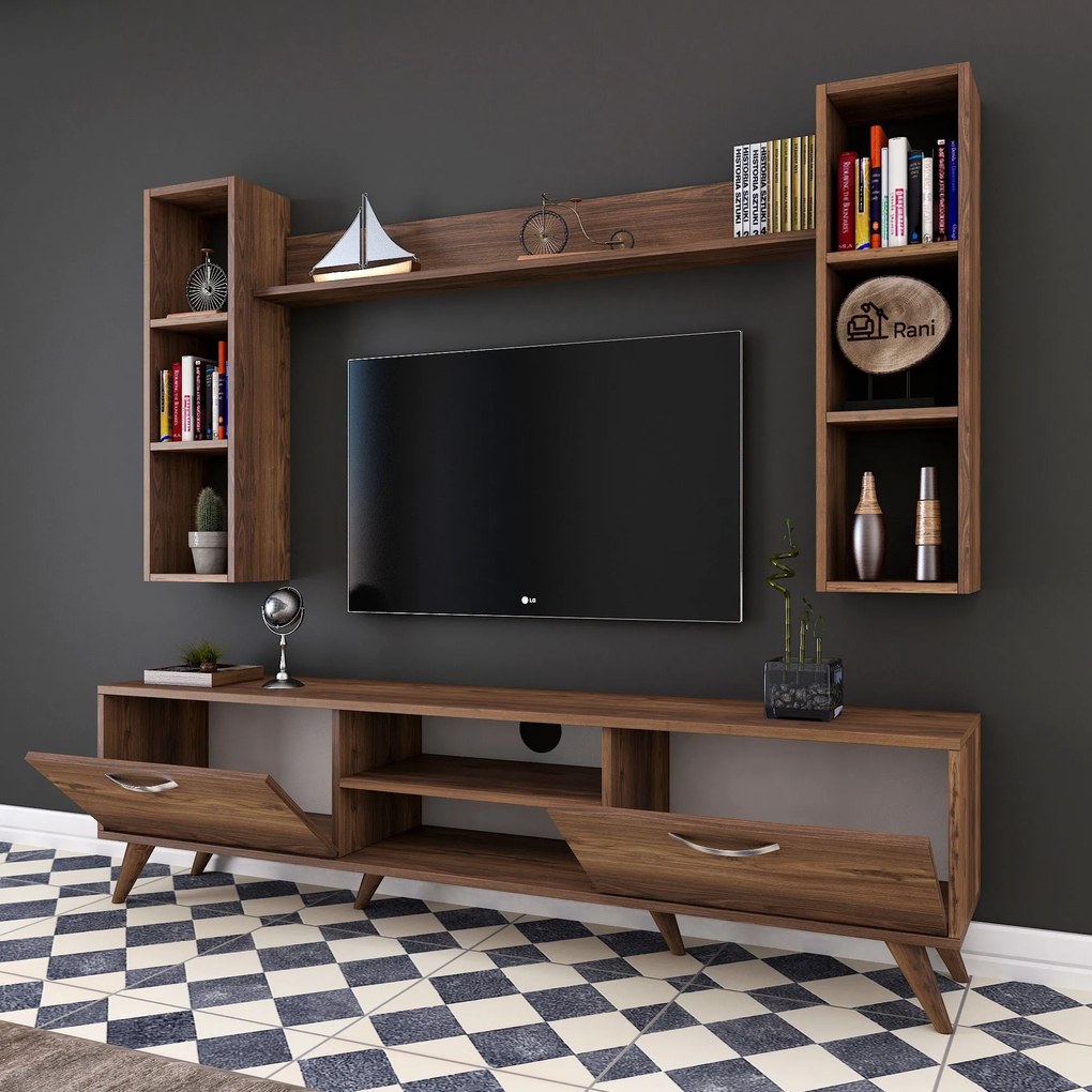 Conjunto de Móvel de TV "Askel" M2 – Design Moderno em Nogueira