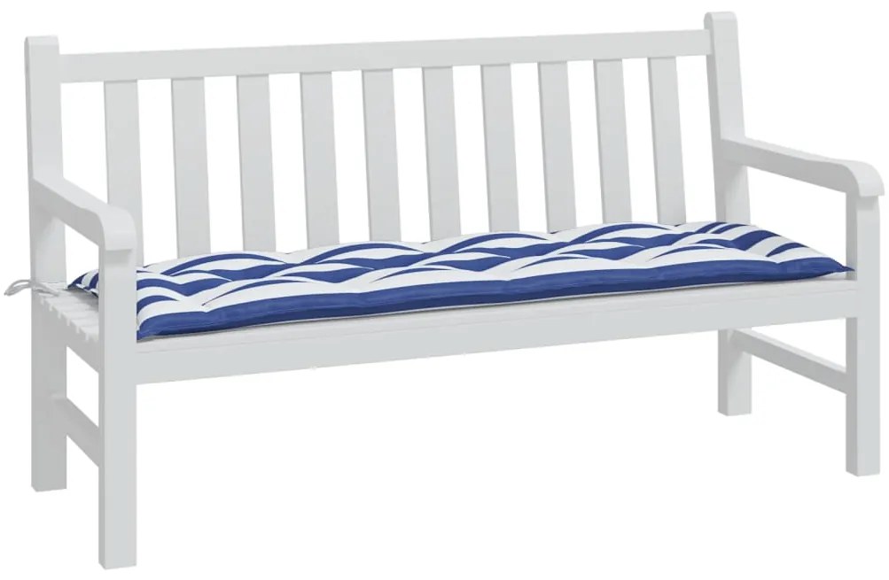 Almofadão p/ banco jardim 150x50x7 cm tecido oxford azul/branco