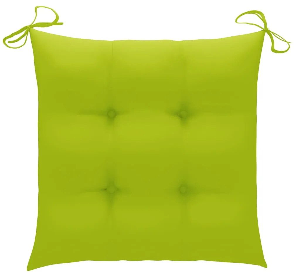 Cadeiras jardim c/ almofadões verde brilhante 4 pcs teca maciça