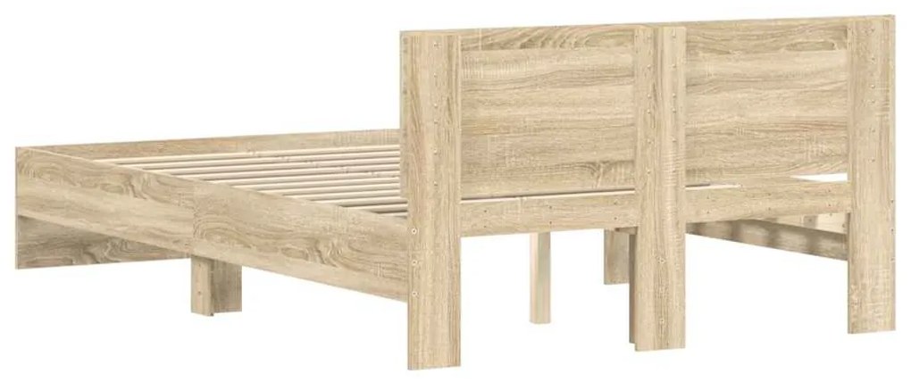 Estrutura de cama com cabeceira 135x190 cm carvalho sonoma