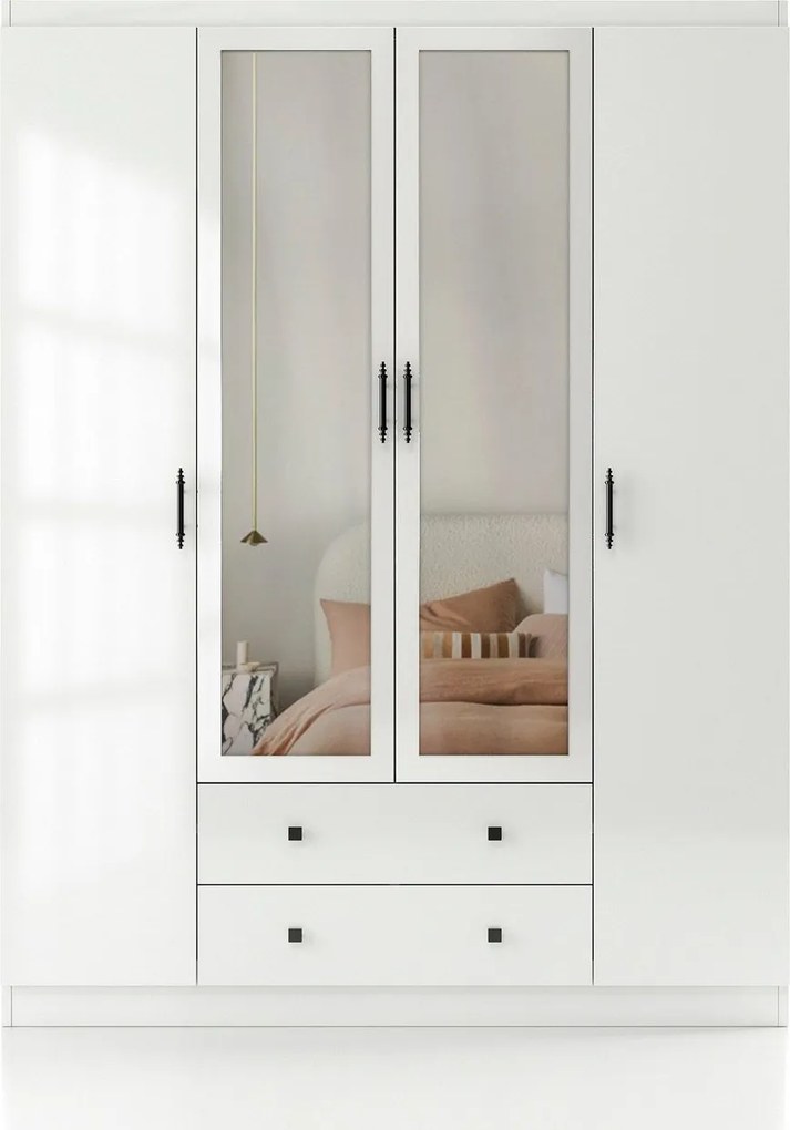 Conjunto de Quarto Juvenil Lavinia – Branco – Roupeiro 140x186x50 cm,