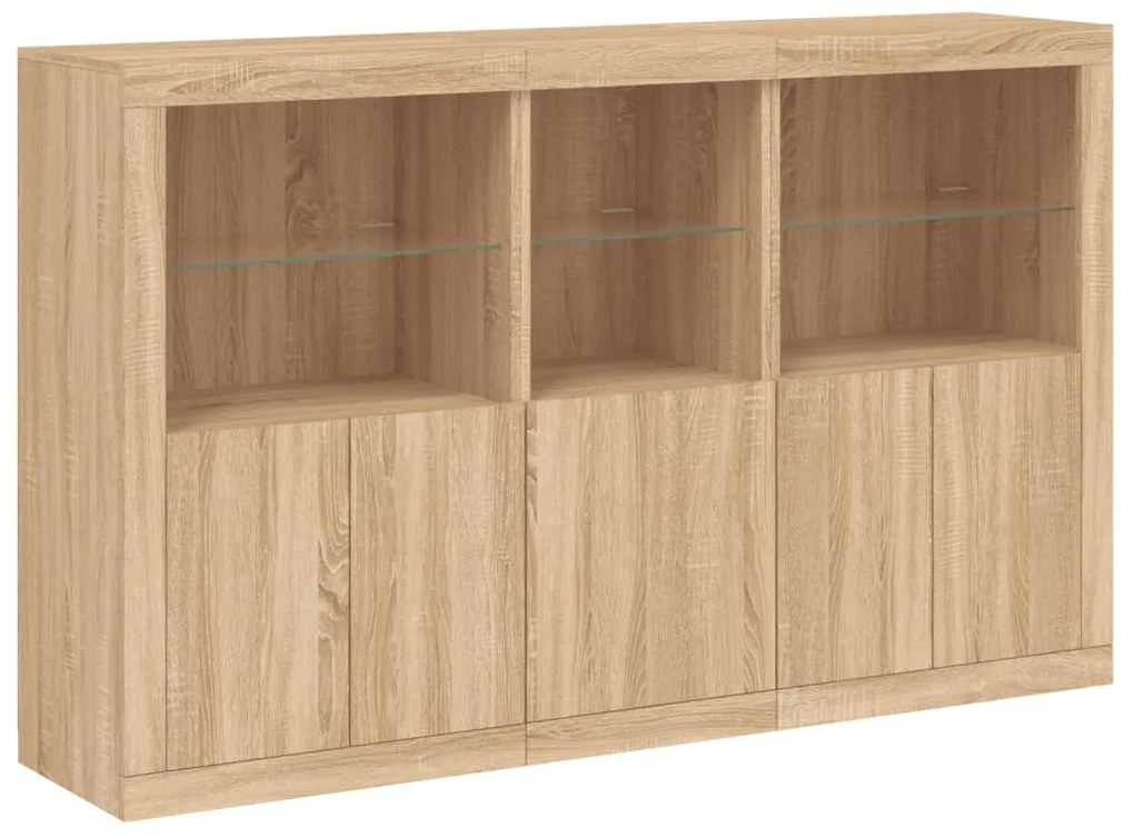 Aparador com luzes LED 162x37x100 cm carvalho sonoma