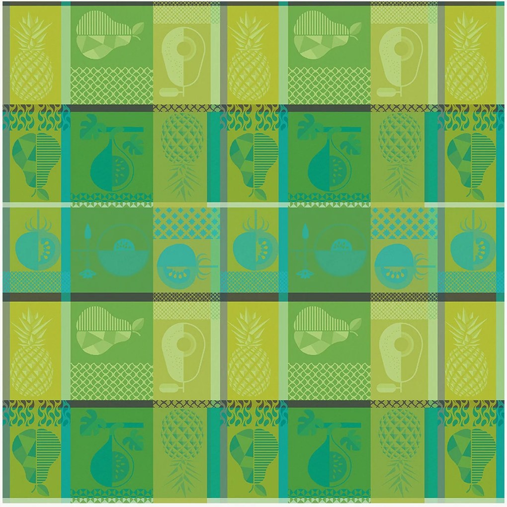 Toalha de mesa jacquard com revestimento acrílico Mille Fruits D Ete Lime