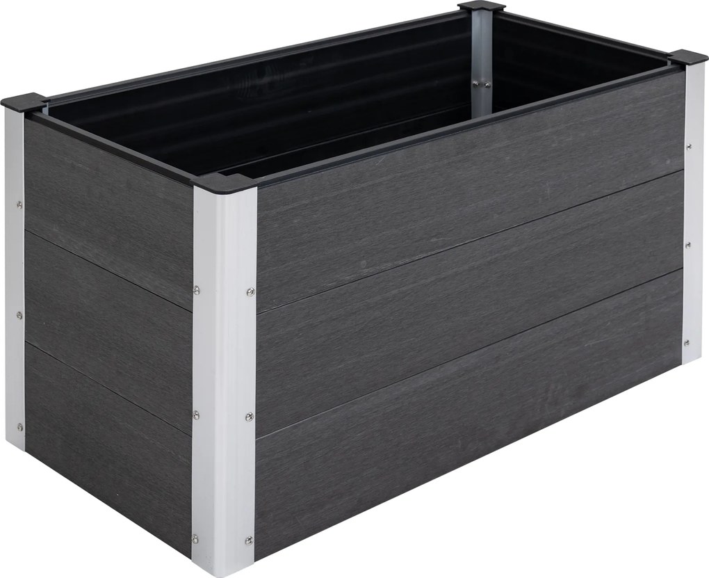 Outsunny Canteiro Elevado em Alumínio, Cama de Plantio para Jardim, Resistente ao Tempo, Sem Fundo, Canteiro 100x50x55,5cm para Terraço, Varanda, Canteiro para Flores e Plantas, Cinza | Aosom Portugal