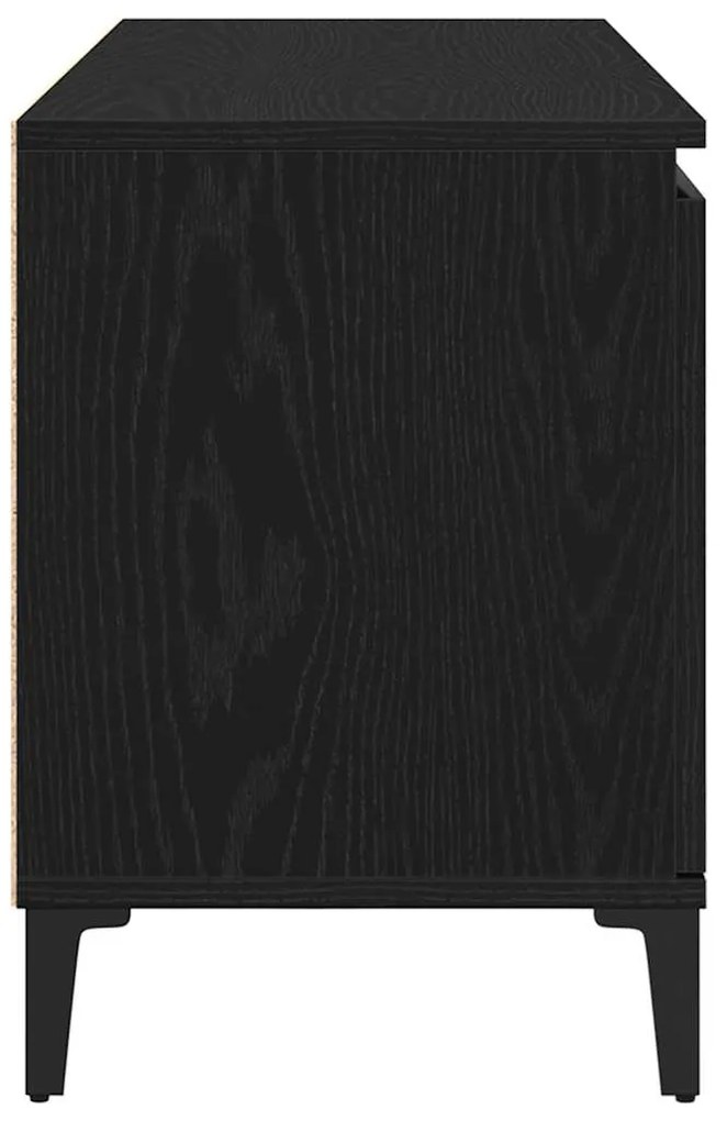 Armário de TV vidaXL Preto Carvalho 102x35x50 cm de Madeira de Engenha