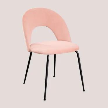 Cadeira de Jantar de Veludo Glorys Style Cor-De-Rosa & Negro - Sklum